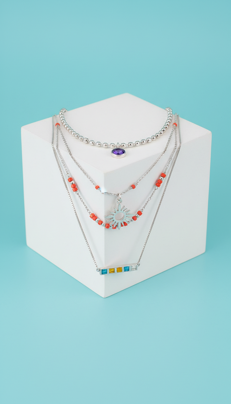 Set de collares en capas de plata esterlina