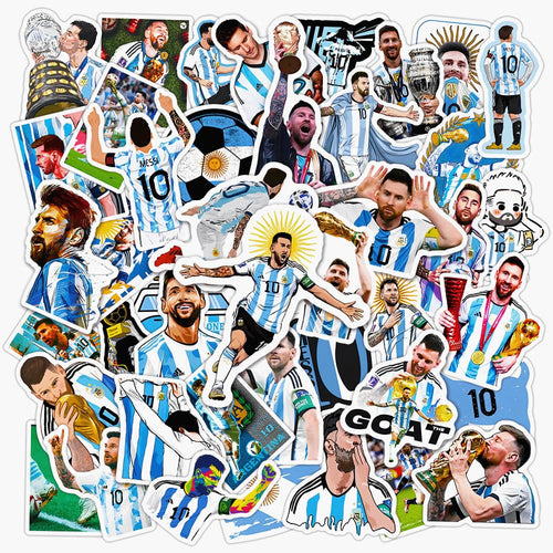 50PCS Pegatinas de Vinilo Impermeables de Messi, Super Estrella del Fútbol, para Portátiles y Botellas de Agua, Regalo para Fans del Fútbol, Copa Mundial FIFA, para Adultos, Niños y Adolescentes