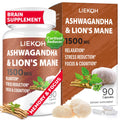 Cápsulas Suplemento de Ashwagandha y Melena de León, Suplementos Cerebrales para Memoria y Enfoque, Reductor de Estrés y Cortisol, Suplemento de Ashwagandha con Rhodiola y Pimienta Negra, Suplemento de Hongo, 90 Cápsulas